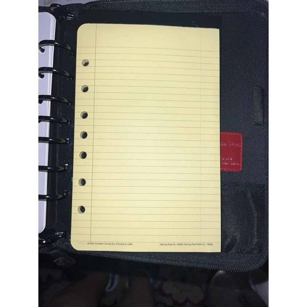 Franklin Covey Planner Wallet Organizer 7 Ring Binder Zipper Black 25833572/ EUC